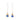 Pair of earrings with blue gemstones and gold accents on a white background