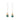 Pair of earrings with teal gemstones and gold wire wrapping on a white background