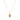 Gold necklace with a round pendant featuring a yellow gemstone on a white background