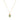 Gold necklace with a green gemstone pendant on a white background