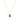 Gold necklace with a red gemstone pendant on a white background