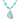 Turquoise necklace with a gold pendant on a white background