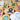 Wooden heart-shaped blocks with colorful ribbons on a close-up shot