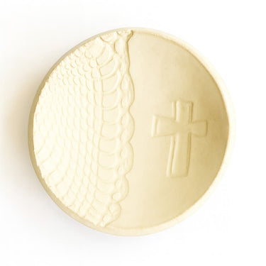 white Cross Jewelry Handmade Ring Dish on white background