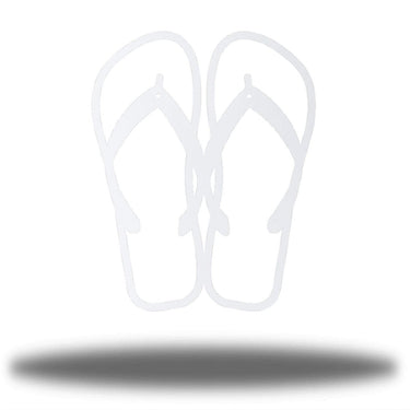 White Flip Flops Metal Wall Art on a white background