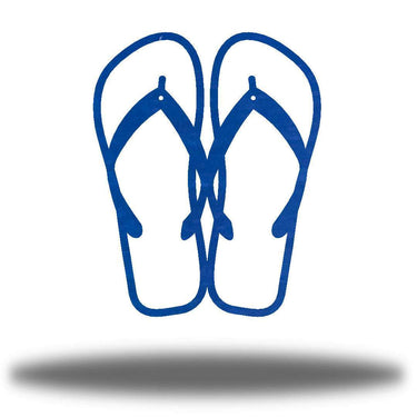 Blue Flip Flops Metal Wall Art on a white background