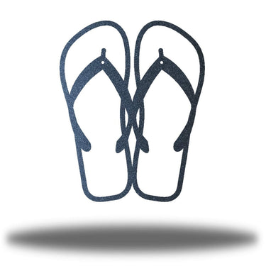 blue Flip Flops Metal Wall Art on a white background