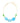 Necklace with gold chain and blue and green beads on a white background