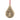 Teardrop-shaped ornament with a engraved design of a gnome holding a Christmas ball, hanging on a red string against a white background.
