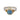 Ring with a blue gemstone and gold band on a white background
