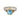 Ring with blue gemstone and gold band on a white background