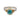 Ring with a green gemstone and gold and silver band on a white background