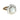 Ring with a hexagonal gemstone and textured band on a white background