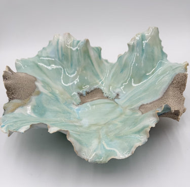 Ceramic Handcrafted Low Tide Beach Porcelain Bowl with textured surface on a white background