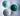 Three ceramic bowls with gradient blue and green colors on a light gray background