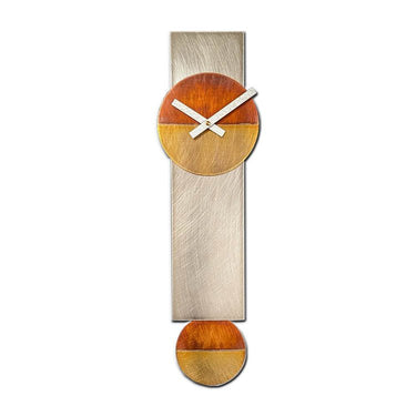 Narrow Pendulum Clock by Leonie Lacouette Wall Clocks Leonie Lacouette Clocks Steel & Copper Eclectic Treasures