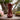 Decorative Brown Handcrafted Porcelain Vase on a wooden table with blurred greenery in the background