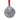 Silver ornament with a design of Santa Claus playing guitar, hanging on a red ribbon against a white background.