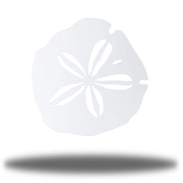 White Sand Dollar Metal Wall Art on a white background