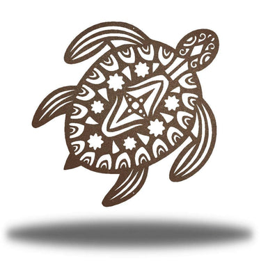 Decorative turtle Metal Wall Art with patterns on a white background