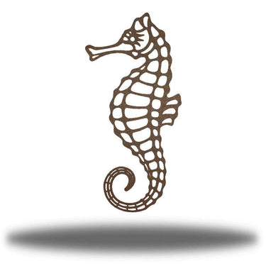 Metallic brown Seahorse Metal Wall Art decorative item on a white background