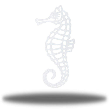White Seahorse Metal Wall Art on a white background