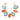 Pair of earrings with turquoise and coral stones on a white background