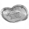 Heart-shaped stone with engraved text on a white background