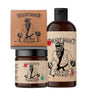 Beast Wash product set including body wash, balm, and packaging on a white background