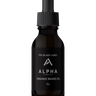 Black bottle of Alpha Organic Beard Oil with dropper on a white background