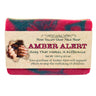 Bar of Amber Alert Natural Goat Milk Soap with a marbled design and 'Fern Valley Goat Milk Soap' branding on a white background.