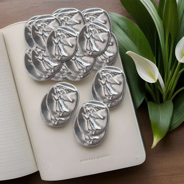 Pewter angel pocket charms for First Communion and Confirmation
