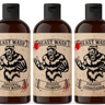 Three bottles of Beast Wash with labels showing different products on a black background