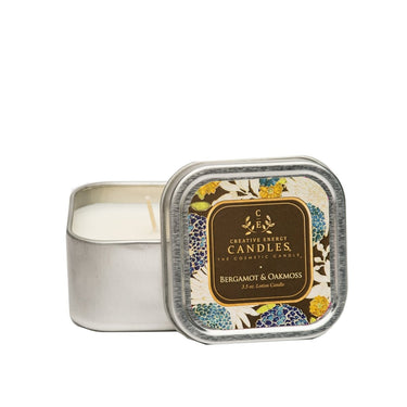 Soy Lotion Candle in a tin with a decorative lid on a white background