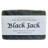 Black Jack Exfoliating Men’s soap bar with a white label on a white background