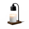 Candle Warmer Lamp Black and Wood holder with black metal lamp on a white background