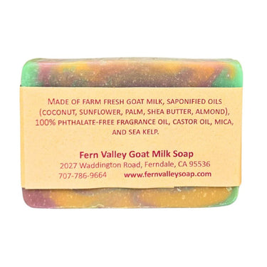 Fern Valley Caribbean Delight Goat Milk Soap with label on a white background