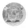 Decorative plate with a cow design on a stone-patterned background