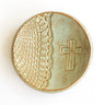 seafoam Cross Jewelry Handmade Ring Dish on white background
