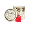 Decorative Vintage Soy Candle with embossed design and 'Deni Sea Vintage Candles' label on a white background