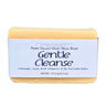 Bar of Gentle Cleanse fragrance free goat milk soap for sensitive skin with a label on a white background