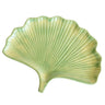 Ginkgo Ceramic Tray Green leaf-shaped on a white background