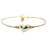 Gold and silver heart-shaped bracelet on a white background
