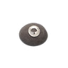 Round stone with a silver tree-shaped engraving on a white background