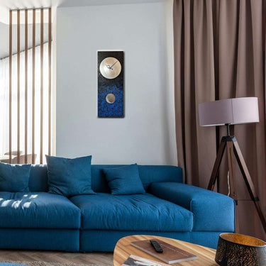 Moon at Night Pendulum Clock by Leonie Lacouette Wall Clocks 24''x10''x2'' on livingroom wall Eclectic Treasures