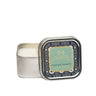Moroccan Teakwood Soy Lotion Candle in a decorative tin with a label on a white background