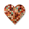 Heart-shaped cutting board with a mosaic pattern on a white background