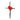 Red heart-shaped object on a cross with a white background