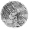 Silver-colored coin with cowboy hat and boots on an American flag background