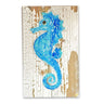 Seahorse Sea Glass Wall Art Painting Distressed Wood Wall Art Salty Signs Designs Blue Gray Plank Mini (6 x 12)